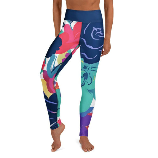 nature-inspired yoga pants with vibrant floral design