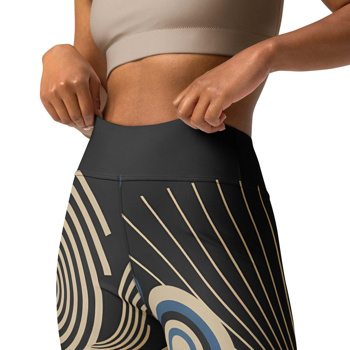 Mid Century Pulse retro style printed leggings with geometric mid-century design
