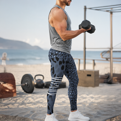 Men's Leggings - CheeZebra Blue