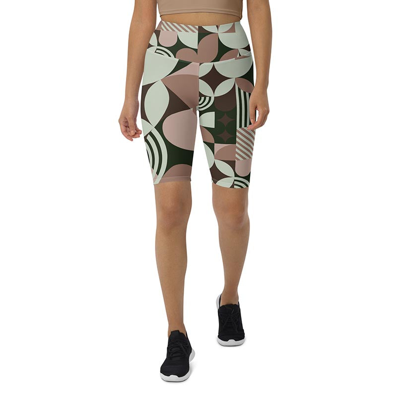 Mocha Bike Shorts "Geometric"
