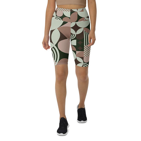 Mocha Bike Shorts "Geometric"