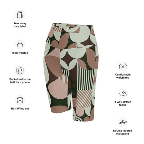 Mocha Bike Shorts "Geometric"