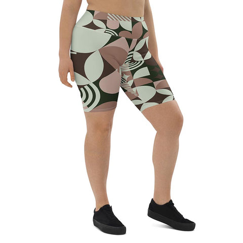 Mocha Bike Shorts "Geometric"