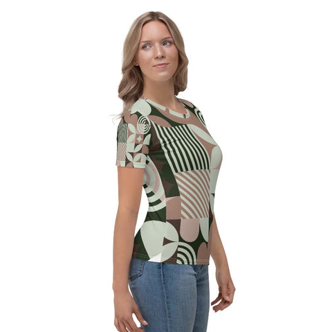 Mocha Crew Neck T-shirt "Geometric"