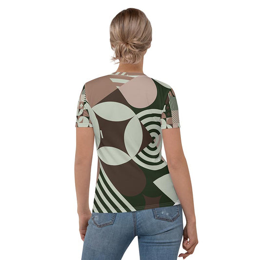 Mocha Crew Neck T-shirt "Geometric"