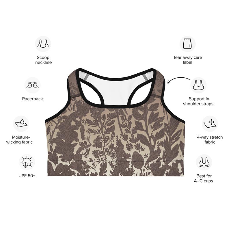 Mocha Sports Bra "Cocoa Medows"