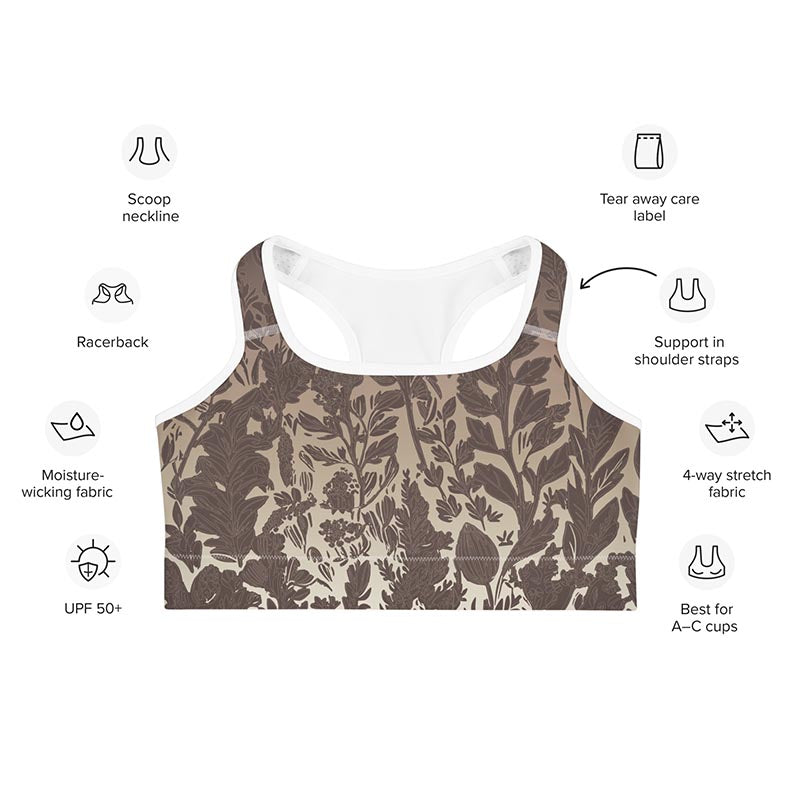 Mocha Sports Bra "Cocoa Medows"
