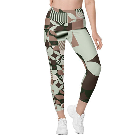 Mocha Leggings With Pockets "Geometric"