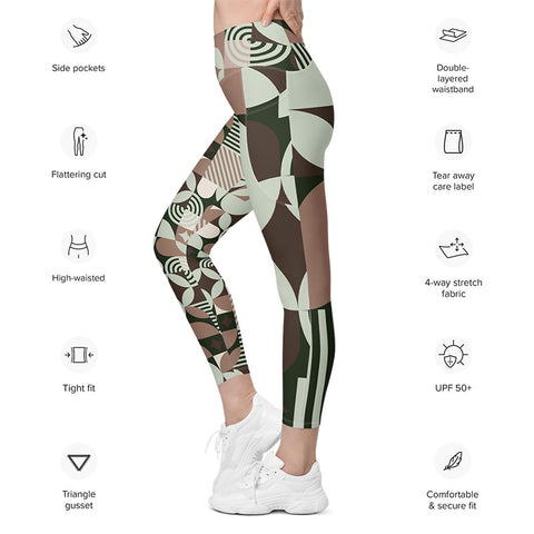 Mocha Leggings With Pockets "Geometric"