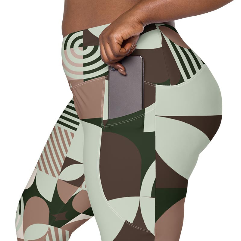 Mocha Leggings With Pockets "Geometric"