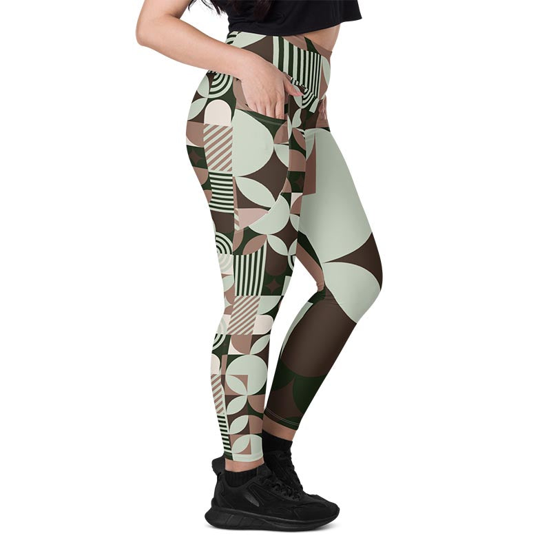 Mocha Leggings With Pockets "Geometric"