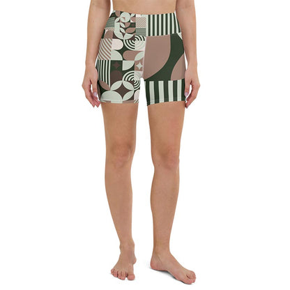 Mocha Yoga Shorts "Geometric"