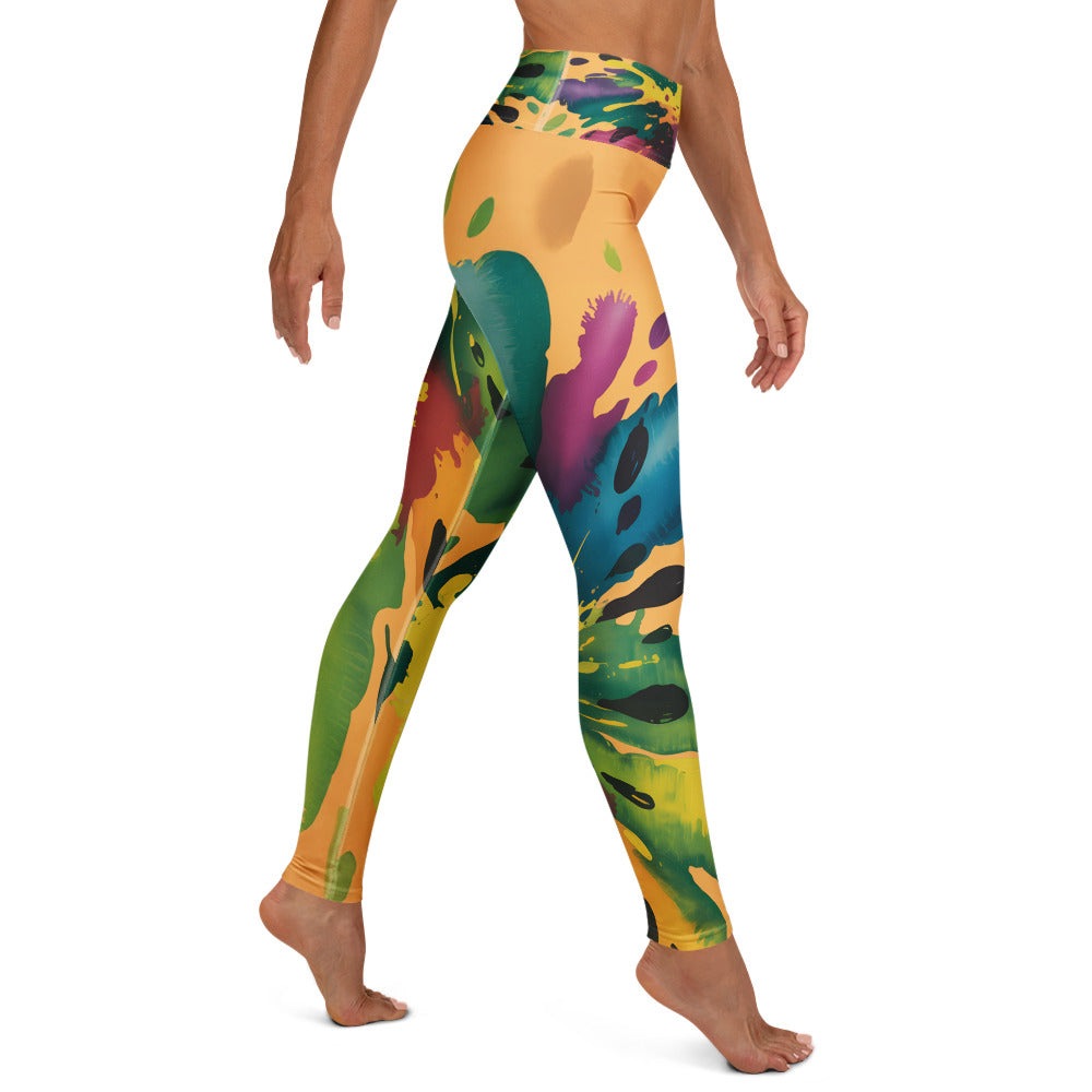 Colorful buttery soft leggings with abstract paint storm design