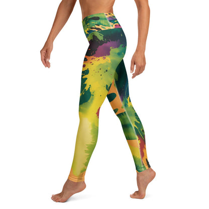 buttery soft leggings with colorful abstract paint design