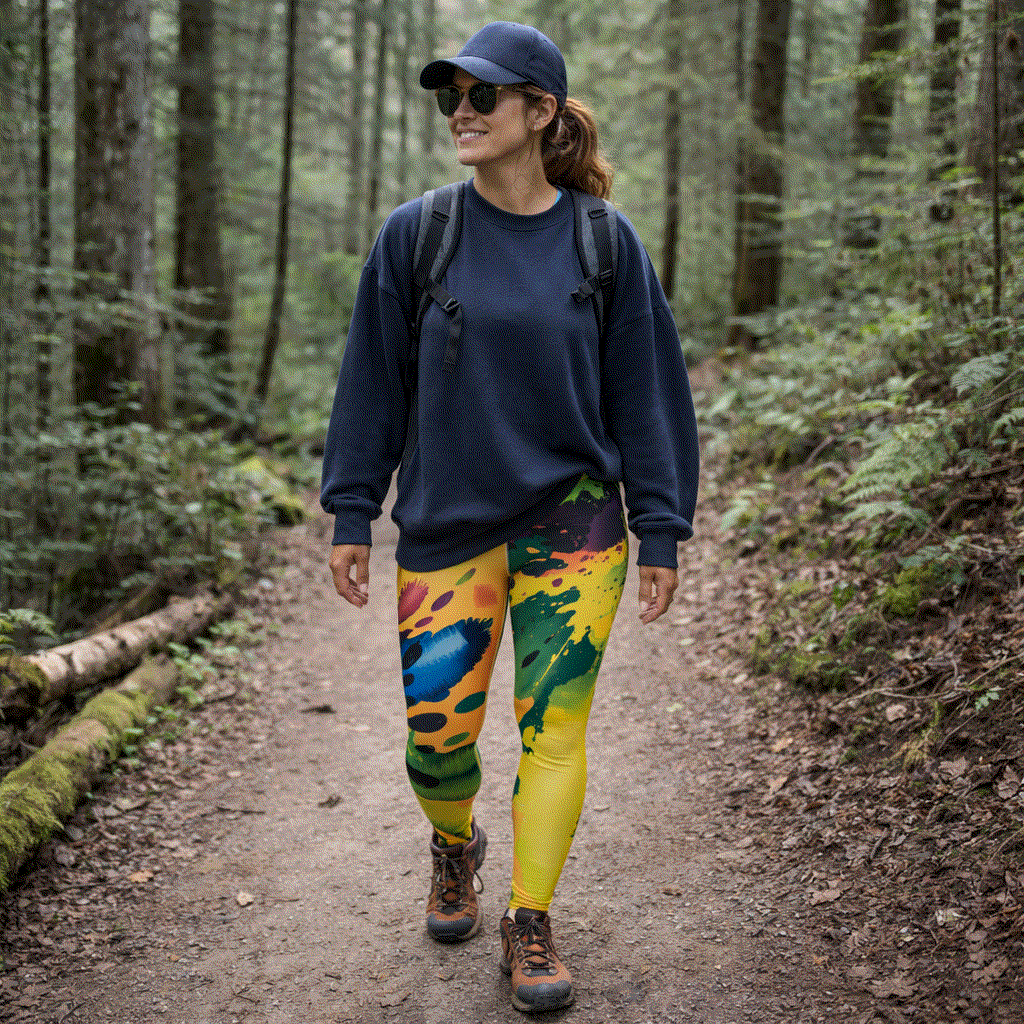 Buttery soft leggings with multicolored abstract paint design