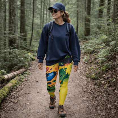Buttery soft leggings with multicolored abstract paint design