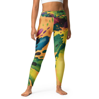 Buttery soft leggings with multicolored abstract paint design