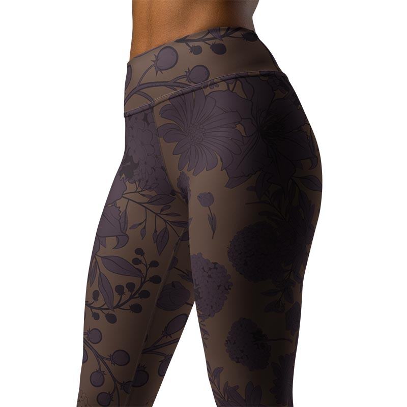women wearing comfortable gym leggings with floral pattern