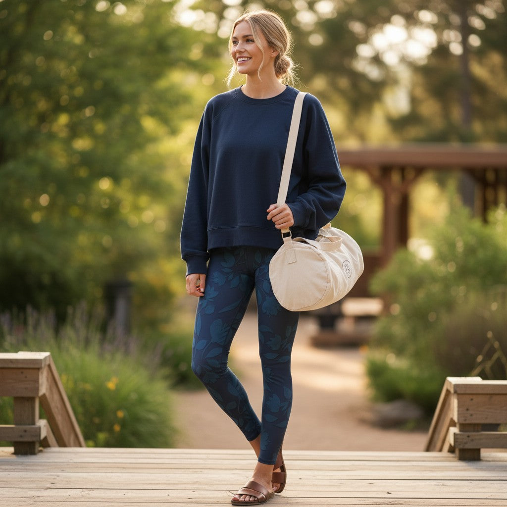 Frosted Floral Navy Blue Leggings