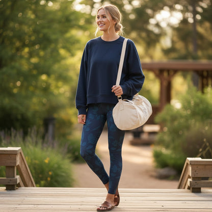 Frosted Floral Navy Blue Leggings