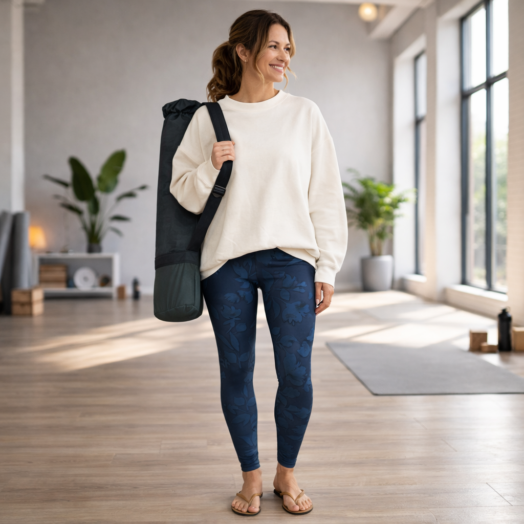Frosted Floral Navy Blue Leggings