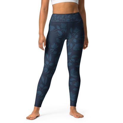 Frosted Floral Navy Blue Leggings