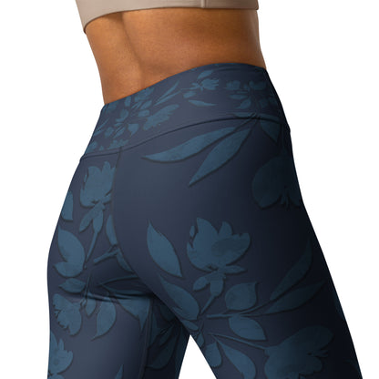 Frosted Floral Navy Blue Leggings