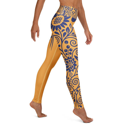 cobalt garden funky printed leggings with bold floral pattern