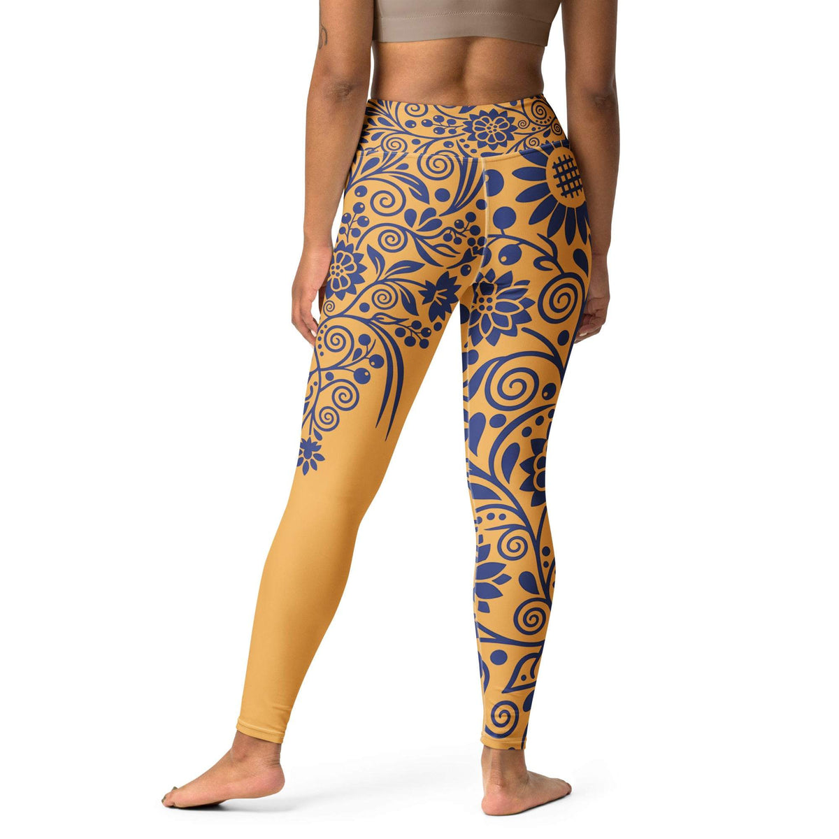 cobalt garden funky printed leggings with high waist and floral design