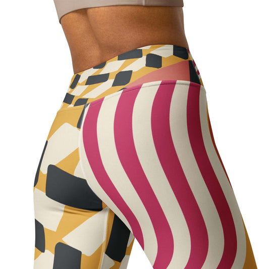 high-waisted vintage leggings with bold geometric lines