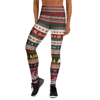 Festive holly and tartan holiday party leggings