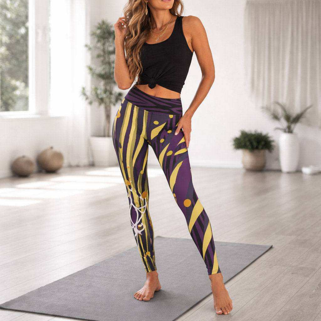 junnimal leggings for tall women with high-rise waistband and abstract print