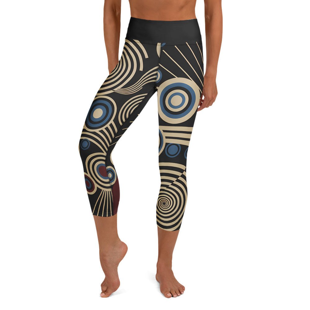 mid century pulse geometric leggings with four-way stretch and raised waistband