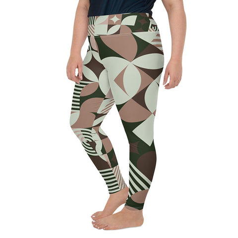 Mocha Plus Size Leggings "Geometric"