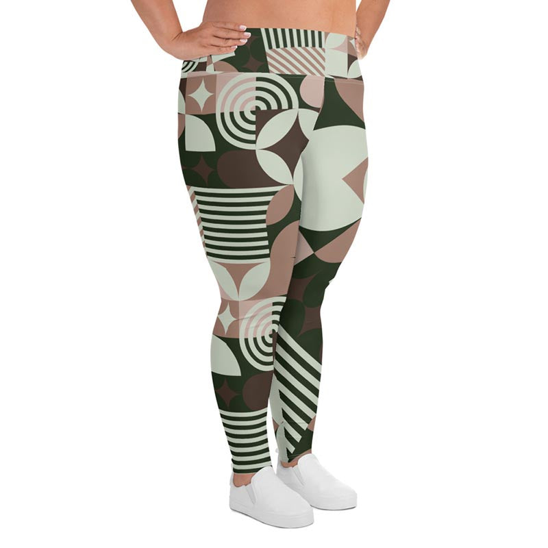 Mocha Plus Size Leggings "Geometric"