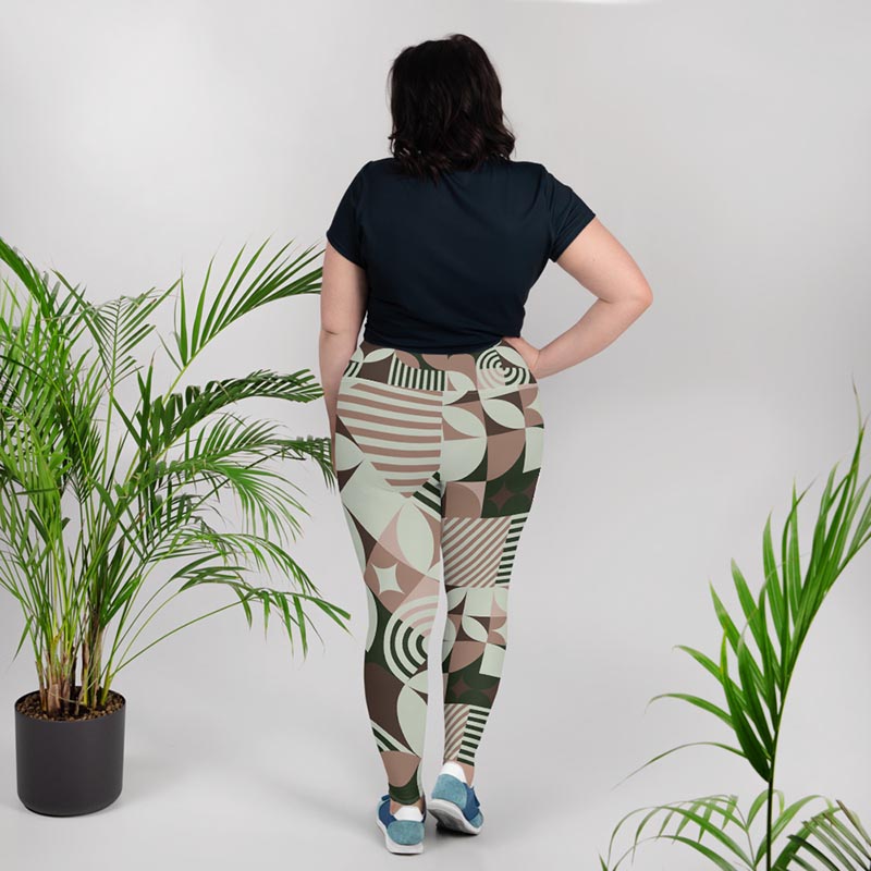 Mocha Plus Size Leggings "Geometric"