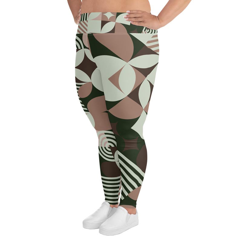 Mocha Plus Size Leggings "Geometric"