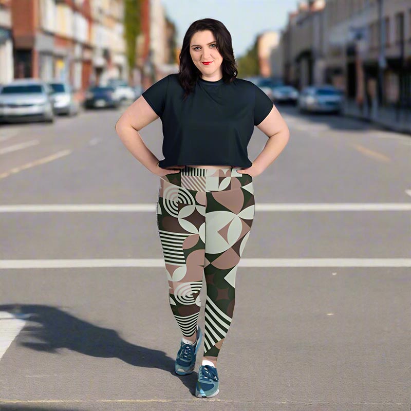 Mocha Plus Size Leggings "Geometric"