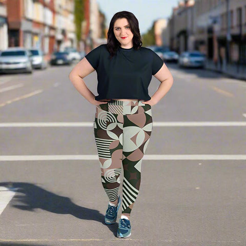 Mocha Plus Size Leggings "Geometric"