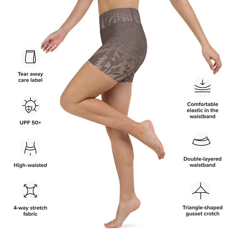 Mocha Yoga Shorts "Cocoa Medows"
