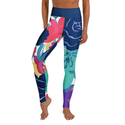 nature-inspired yoga pants with vibrant floral design
