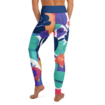 Floral splash nature-inspired yoga pants with vibrant colors