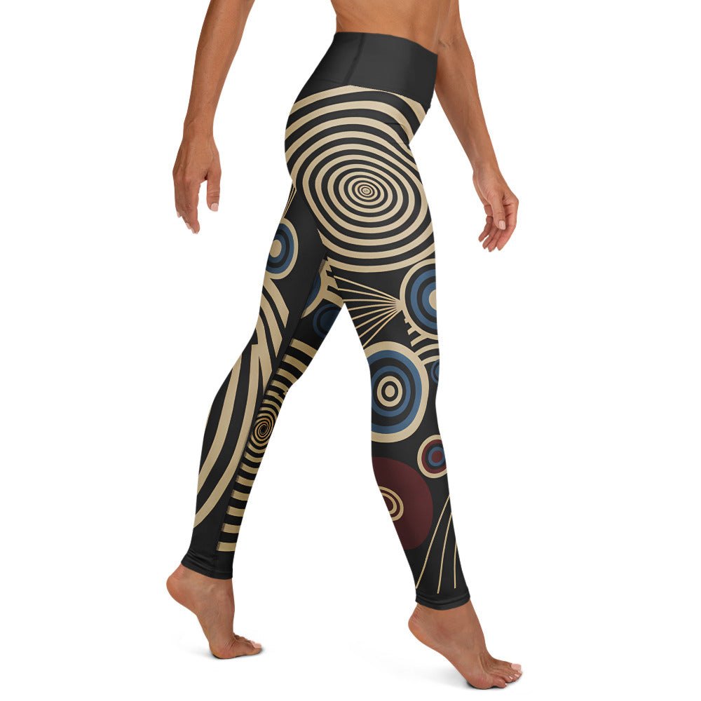 Mid-century design retro style printed leggings with bold geometric patterns