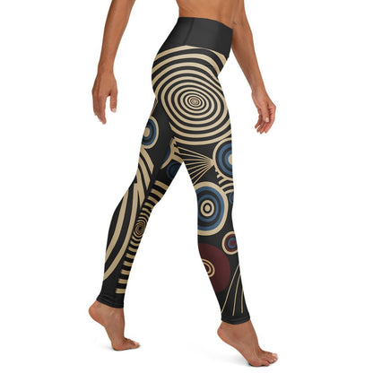 Mid-century design retro style printed leggings with bold geometric patterns