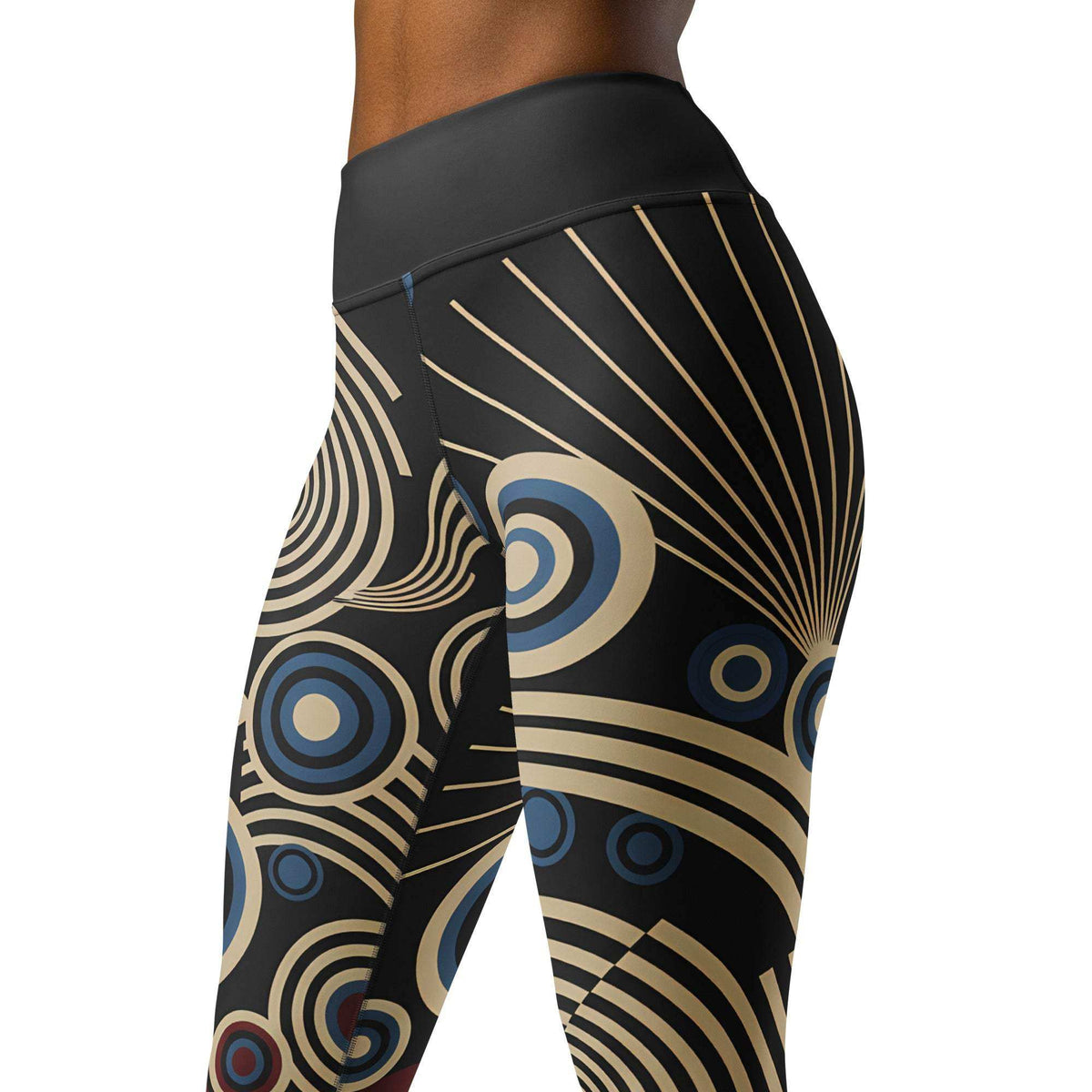 Retro style printed leggings with mid-century geometric design