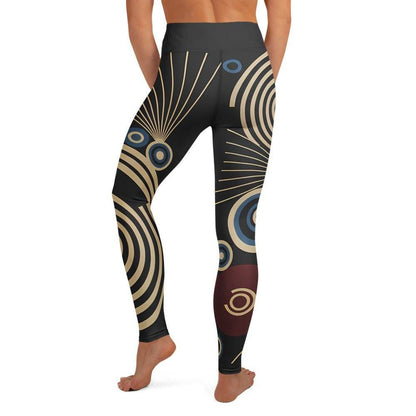 Retro style printed leggings with mid-century geometric pattern