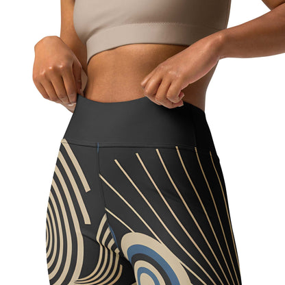 Mid Century Pulse retro style printed leggings with geometric mid-century design