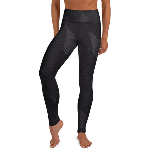 Supportive high-rise black leggings with geometric panels by HellaLegs