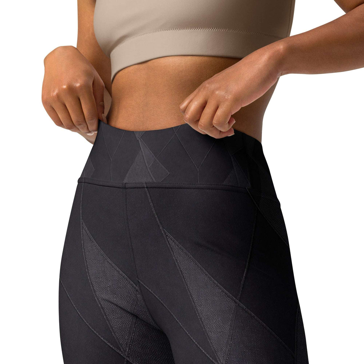 Supportive high-rise black leggings with geometric panels by HellaLegs