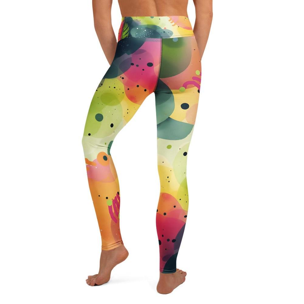 tropical print leggings with vibrant botanical pattern and high waist